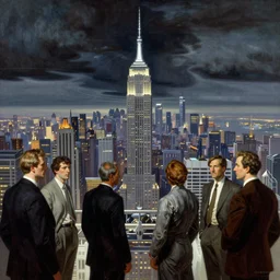 asimov distant future nyc by syd mead, frank frazetta, ken kelly, simon bisley, richard corben, william - adolphe bouguereau