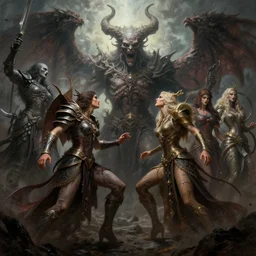 epic professional digital art the war between heaven and hell, horrific yet beautiful vibe, evocative, atmospheric lighting, painted, intricate, highly detailed, by leesha hannigan, wayne haag, reyna rochin, ignacio fernandez rios, mark ryden, iris van herpen, artstation, cgsociety, stunning, gorgeous, sharp focus, cinematic, masterpiece