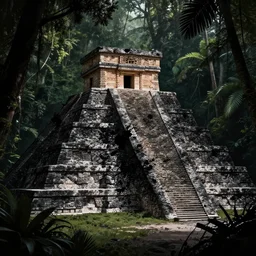 black blood - splattered mesoamerican jungle, stepped pyramid, dark visionary art, wallpaper