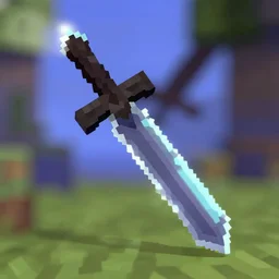 minecraft netherite sword. lens blur background bokeh. art by artgerm and filip hodas.