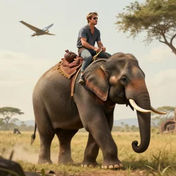 brad pitt riding an elephant, fantasy art, 8 k, trending on artstation - n 8