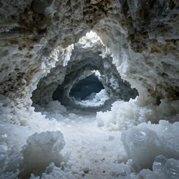 sea cave of white crystals, wide shot, naturalistic, highly complex, cinematic, atmospheric
