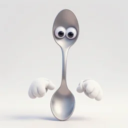 a happy little teaspoon with googly eyes and big white gloves, concept art, character illustration, artstation, craig mullins, unreal engine, pixar