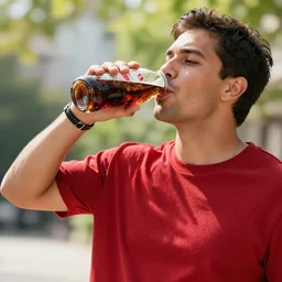 red king drinking cola on a sunny day