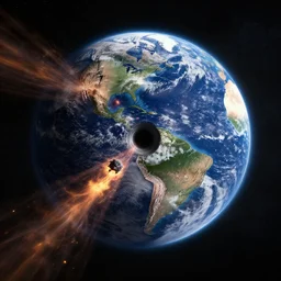 Black hole consuming the Earth, highly detailed, 4k, HDR