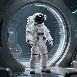 an astronaut standing next to a futuristic portal, photorealistic, ultra high resolution, ultra detailed - 4