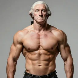 a photo of an incrediblely muscular, sexy, george washington. professional photo shoot.