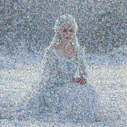 photograph of a real-life beautiful ice queen with intricate white dress sitting in an ethereal snowy landscape. Extremely detailed. 8k