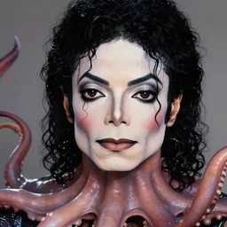 michael jackson!!!! realistic dramatic !big face realistic close up concept art  of michael jackson octopus as a dragon ball Z  character,dark eye sockets,  graveyard landscape at night , 4k anime character illustration by akira toriyama, artstation
