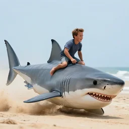 telephoto movie paul walker rides a giant great white shark, racing, sand kicking up, sunset, orange, desert, sunset, wind and dust blowing, movie ending, michael bay movie