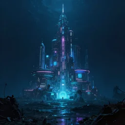 futuristic underwater metropolis, neon light, sea ground, darkness, 4 k artstation, john berkey, wadim kashin, noriyoshi ohrai