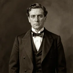 ultrarealistic sepia painted portrait photo of a 1 9 2 0 s era male magician, well dressed, slicked - back hair, long - tailed tuxedo coat, black bow tie, atmospheric lighting, dark, brooding, painted, intricate by leesha hannigan, thierry doizon, kai carpenter, richard corben, ultra detailed, art deco, well composed, best on artstation, cgsociety, epic, stunning, gorgeous, intricate detail, much wow, masterpiece