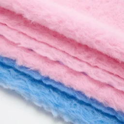 of a piece of fabric made out of many layers, puffy, pinks and blues