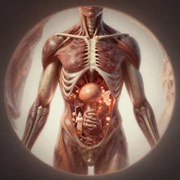 human body interior design, Greg Rutkowski, trending on Artstation, 8K, ultra wide angle, pincushion lens effect.
