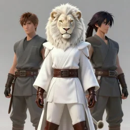 beautiful portrait of a good female anthropomorphic albino lioness fursona wearing white jedi robes. leather gloves. leather boots. character design by charlie bowater, ross tran, artgerm, and makoto shinkai, detailed, soft lighting, rendered in octane