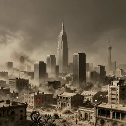 unrecognizable city in the dust, gloom, ultra detailed, 8 k, horror