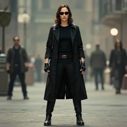 a full body portrait of gal gadot in the matrix, clear focus, bokeh effect, high res, hasselblad, dslr, professional, cinematic