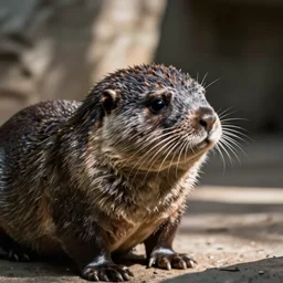lutra in minneapolis zoo, photorealistic, closeup photo