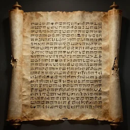 ultra - realistic photo a damaged unrolled dead sea scroll with nabeatean aramaic in sideways columns, dark, brooding, volume lighting, atmospheric lighting, painted, intricate, ultra detailed by dave dorman, jason edminston, bob eggleton, well composed, best on artstation, cgsociety, epic, stunning, gorgeous, intricate detail, wow, masterpiece