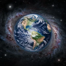 earth is the center of the galaxy, intricate solarpunk illustration by tim doyle