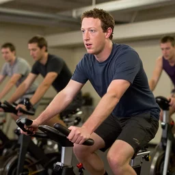 Film still of Mark Zuckerberg in SoulCycle (2007), directed by Steven Spielberg