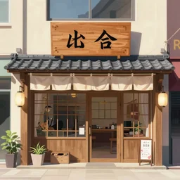 front view of a japanese storefront, trending on artstation, anime art