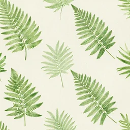 green fern, textile print, tileable, abstract, off white background