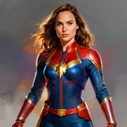 Digital painting of Gal Gadot as Captain Marvel