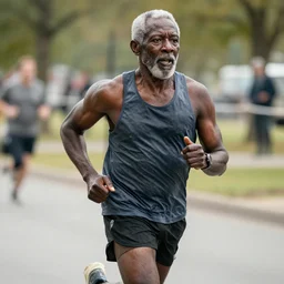 award - winning rugged old black man after running