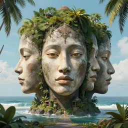 lovecraftian future bali island, perfect faces