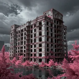a beautiful ultradetailed highly detailed building prison unfinished building architecture abandoned nature industrial architecture urbex by frederick mccubbin, tron evil infrared tundra rainforest scumm bar elysian cloudy night water, archdaily, wallpaper, highly detailed, trending on artstation.