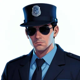 colour comic portrait of a private investigator, photoshop, illustrator, after effect, blue lighting, cell shaded, noir
