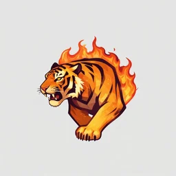 flaming tiger, digital art, logo, simple, angular