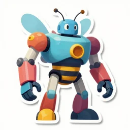 cubist battle robot cutout digital illustration cartoon colorful beeple