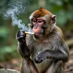 monkey smoking a marijuana joint