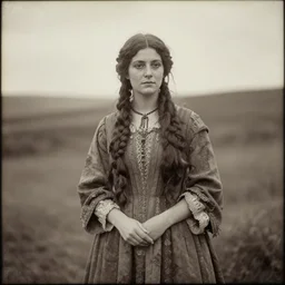 vintage photo of a beautiful pictish princess by edward s curtis, photo journalism, photography, cinematic, national geographic photoshoot