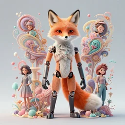 full shot of a fox android character:: by Martine Johanna and Simon Stålenhag and Chie Yoshii and Casey Weldon and Guillermo del toro :: ornate, dynamic, particulate, pastel colors, intricate, elegant, highly detailed, centered, artstation, smooth, sharp focus, octane render, 3d