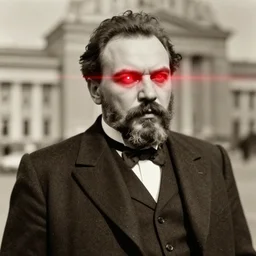 old photo of lenin gets laser red beam eyes to destroy evil plans of burokratia
