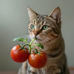 tomatoes sprouting out of a cat. fantasy magic style. highly detailed 8 k. intricate. lifelike. soft light. sony a 7 r iv 5 5 mm. [ cinematic post - processing ].