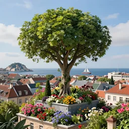 beautiful, trees and flowers grow on city rooftops making a forest, sky, by jakub rozalski, ivan aivazovsky and caspar david friedrich, unreal engine, trending on artstation