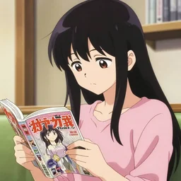 anime girl reading manga by Hikari Shimoda
