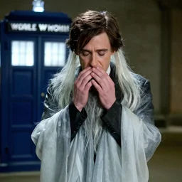 younger jim carrey as a weeping angel, dr. who