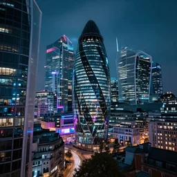 london futuristic cyberpunk buildings city neon cityscape super realistic