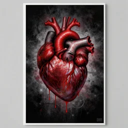 graffiti of a dripping anatomical human heart with roots growing above it, sadness, dark ambiance, concept by godfrey blow, banksy, featured on deviantart, sots art, lyco art, artwork, photoillustration, poster art, black and red