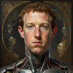 mark zuckerberg as male android!!!, sci - fi, wires, dead eyes, portrait, intricate, elegant, highly detailed, digital painting, artstation, concept art, wallpaper, smooth, sharp focus, illustration, art by h. r. giger and artgerm and greg rutkowski and alphonse mucha
