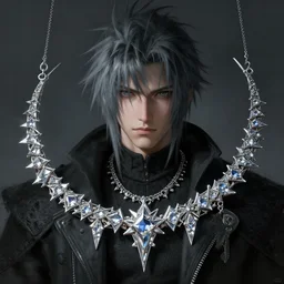 dim atmosphere. dark grey colors. shiny jewelry, extremely shiny jewelry glittering metal sharp hq rendering, reaistic, final fnatasy semirealism, semirealism, character portrait, beautiful concept art, appealing character, painterly, fanart, highly detailed in the style of wlop by ilya kuvshinov, wenjun lin, sakimichan, stanley artgerm lau, wlop, james jean, angular asymmetrical design, chinese artist, art style by nixeu, artstationhd