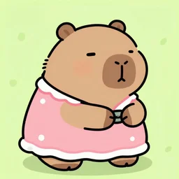 capybara in a cute pink dress