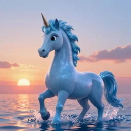 disney's frozen 2 water horse beautiful sunset highly detailed, digital painting, artstation, concept art, smooth, sharp focus, illustration