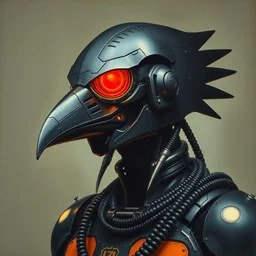 dark gunpla droid kenku. neon goggle. anthropomorphic black bird beak. torso. raven beak helmet. predator. science fiction, portrait by donato giancola and greg rutkowski and wayne barlow. oil on canvas. 1 9 7 8 cover. top all time r / imaginarycyberpunk.
