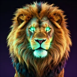 glowwave portrait of lion in borderlands 3, neon, au naturel, hyper detailed, digital art, trending in artstation, cinematic lighting, studio quality, smooth render, unreal engine 5 rendered, octane rendered, art style by klimt and nixeu and ian sprigger and wlop and krenz cushart.